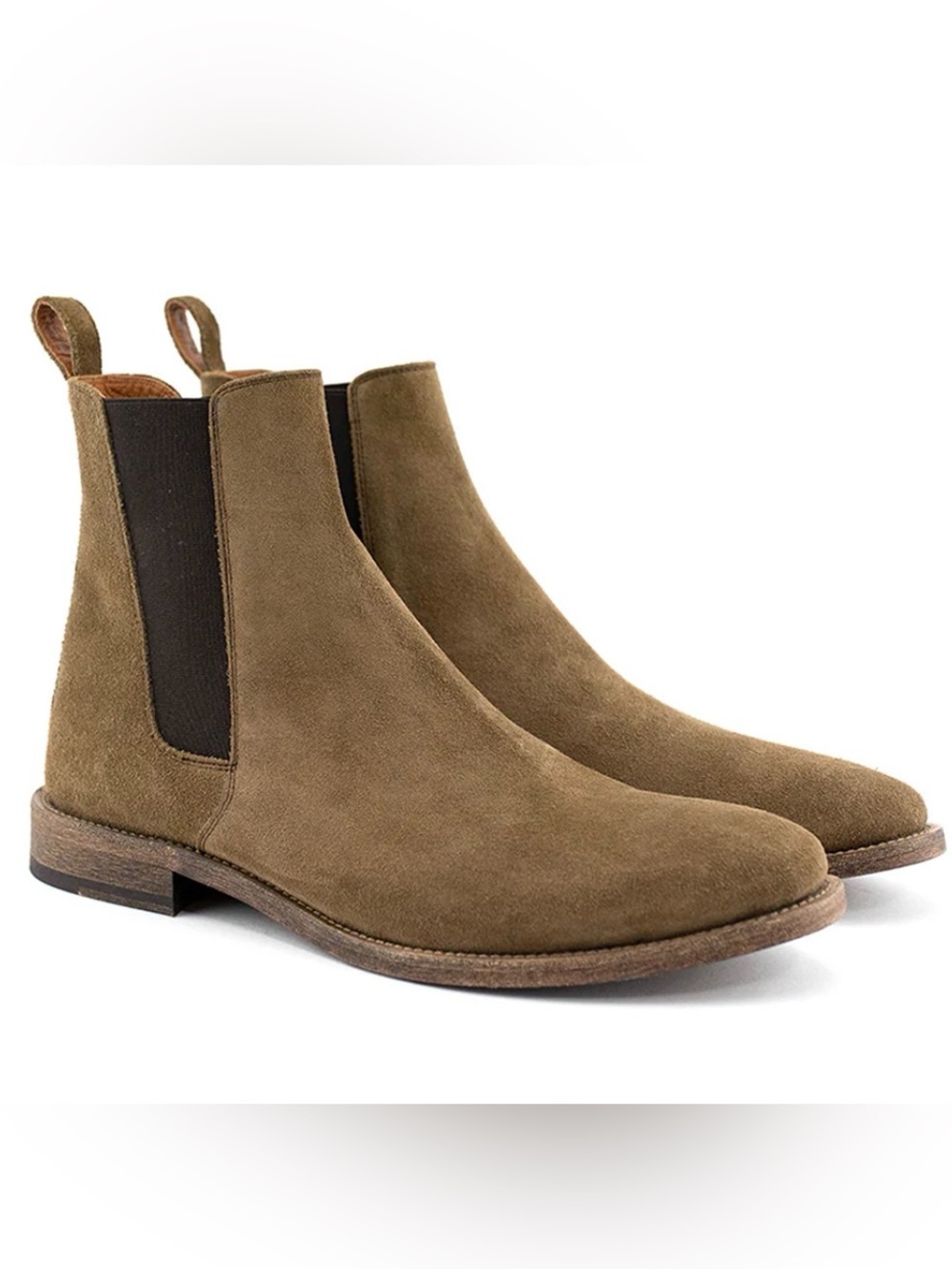 Oro Men's Genuine Calf Suede Chukka Boots Tan w/ Black Elastic, Leather Insole